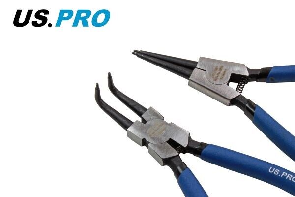 US PRO Tools 4 Piece 7" Circlip Pliers Set - Internal External Bent & Straight