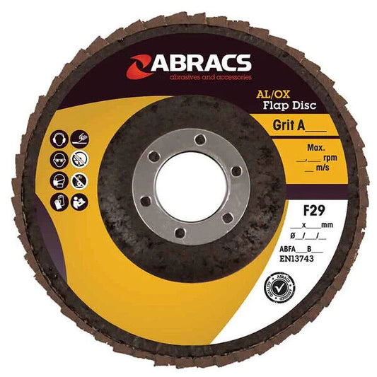 ABRACS Trade Flap Discs 60 Grit AL/OX 115mm X 22mm - ABFA115B60 (5 Pack)