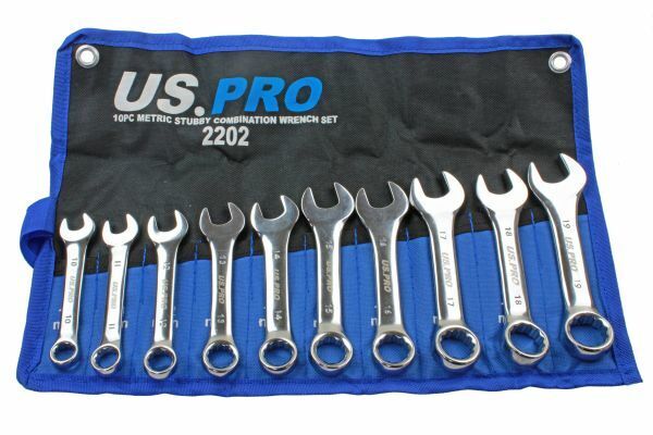 US PRO Stubby Spanners 10pc Short Reach Combination Spanner Set 10mm-19mm 2202