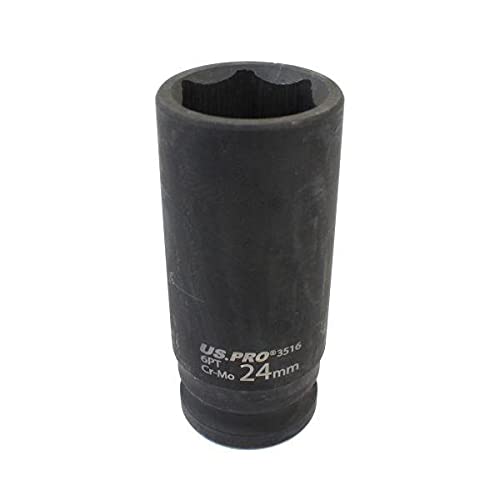 US PRO Tools 24mm 1/2 dr 6pt deep impact socket 24mm impact socket Metric 3516