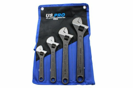 US PRO 4pc Adjustable Wrench / Shifting Spanner Set 6” 8” 10” 12” NEW 2204