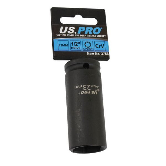 US PRO Tools 23mm 1/2 dr 6pt deep impact socket 23mm impact socket Metric 3756