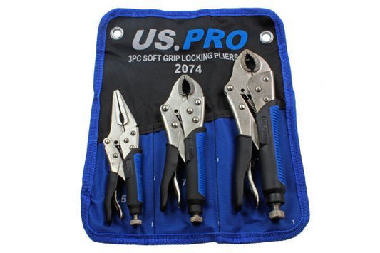 US PRO 3pc Soft Grip Locking Pliers Set 6.5, 7, 10" Mole Grips Vice Clamp 2074