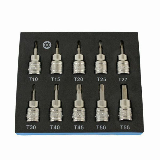 US PRO 10PC 3/8" DR TAMPER PROOF TORX BIT SOCKETS T10 - T55 SECURITY TORX