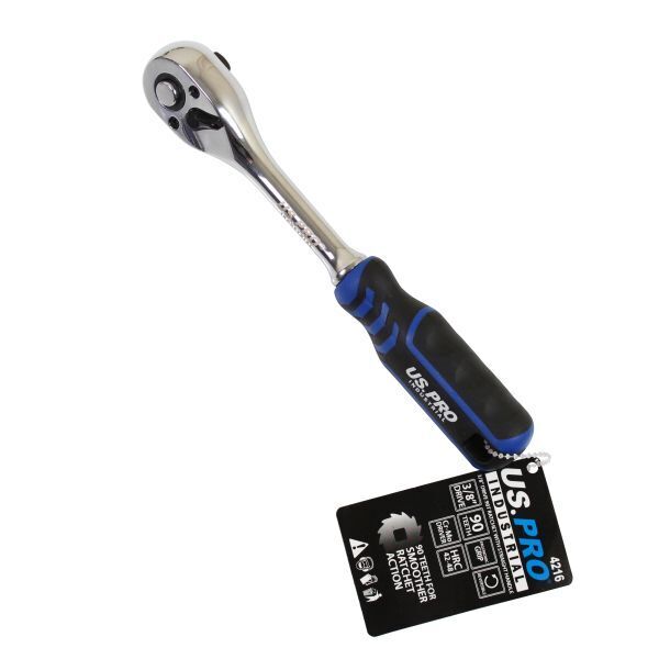 US PRO INDUSTRIAL 3/8" DRIVE RATCHET 90 TEETH STRAIGHT SOCKET TOOL 200MM