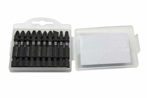 US PRO INDUSTRIAL PK 10 MIXED 50MM IMPACT TORSION SCREWDRIVER BITS PZ PH SL TX