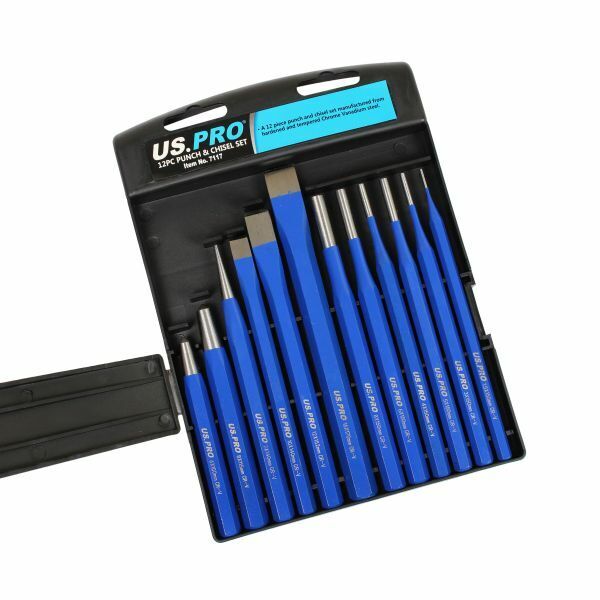 Punch & Chisel Tool Set US PRO Centre Long Tapered Punches Cold Chisels 12PC