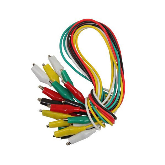 US PRO Tools 10pc Coloured Test Leads With Crocodile Clips 500mm 0.5amp 7033