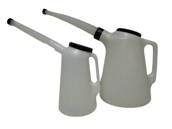 2Pc Small & Large Oil Measuring Jug Set With Flexi Spouts & Lids Jugs 3245