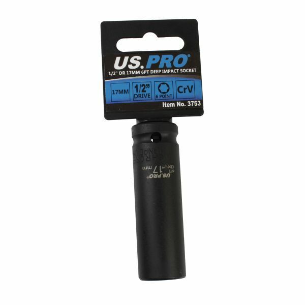 US PRO Tools 17mm 1/2 dr 6pt deep impact socket 17mm impact socket 3753