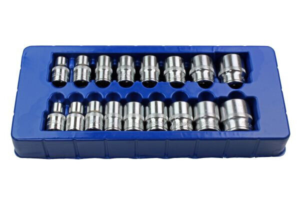 US PRO 1/2" Drive Shallow Metric Socket Set 17PC 6PT 10-30MM Chrome Sockets 1394