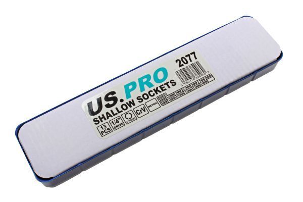 US PRO 13PC 1/4" DR SHALLOW SOCKETS 4-14MM Bergen Metric Ratchet Short Tool 2077