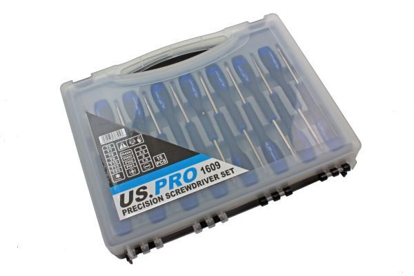 US PRO Precision Screwdrivers Set  15pc Torx Philips & Flat Swivel Top 1609