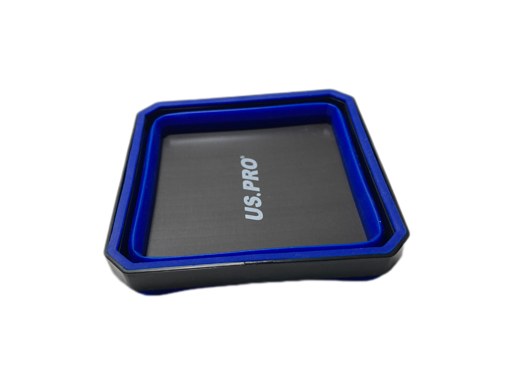 US PRO Tools Magnetic Parts Tray 1x Collapsible Blue Bowl Holder Organizer