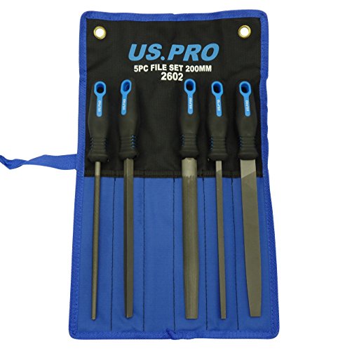 US PRO 5 Piece Steel Engineers File Set Square Half Round Triangle Flat 200mm