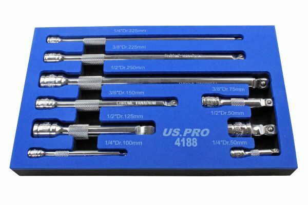 US PRO 9pc WOBBLE EXTENSION BAR SET 1/4" 3/8" 1/2" Socekt Ratchet Extensions