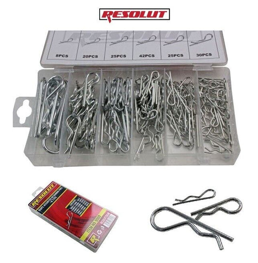 RESOLUT 150PC Assorted Retaining Pins Spring Clips R Type Hair Pin Cotter 9060