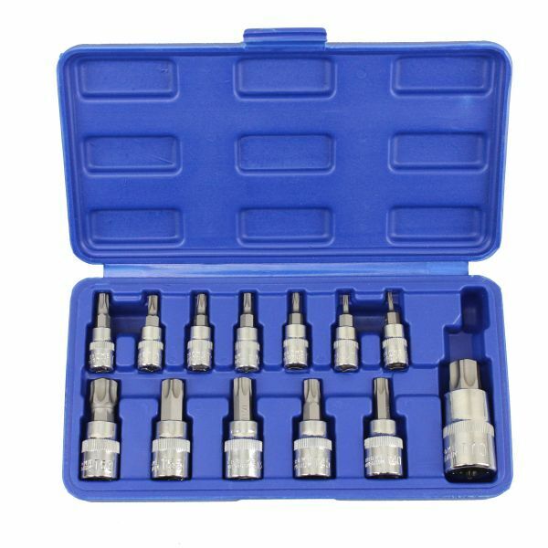 US PRO 13pc Security Torx Star Bit Socket Set - Tamper Bit Sockets T8 - T70 1497