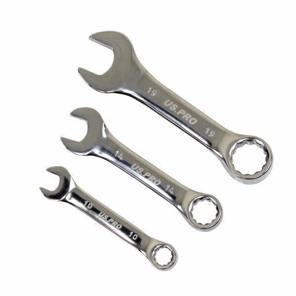 US PRO Stubby Spanners 14pc Short Reach Combination Spanner Wrench Set 6mm-19mm