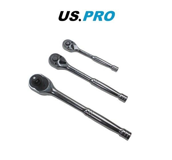 3PC RATCHET SET US PRO 1/4" 3/8" 1/2" Drive Chrome Ratchets EVA foam 4192