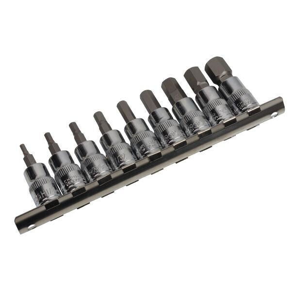 US PRO 9pc 3/8" dr SAE / Imperial Hex, Allen Bit Sockets Socket Rail 3385