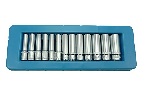 US PRO 13pc 1/4" dr Deep Sockets 4 - 14mm Single Hex 6 Point Metric Tools 1388