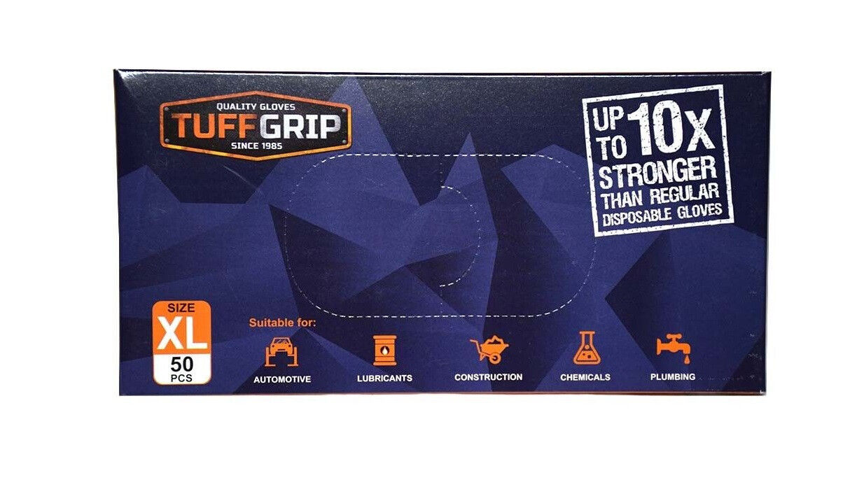 50 TUFFGRIP MEDIUM ORANGE NITRILE DISPOSABLE GLOVES RAISED DIAMOND GRIP TG140