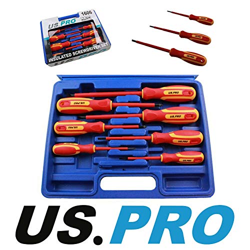 US Pro by Bergen 7pc VDE Insulated Electricians Screwdriver Set in Case 1606