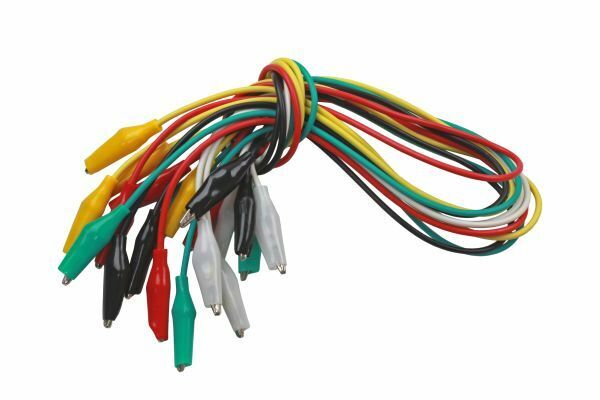 US PRO Tools 10pc Coloured Test Leads With Crocodile Clips 500mm 0.5amp 7033