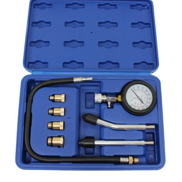 US Pro 8pc Compression Tester Gauge Kit For Petrol Engines M10-M18 Adaptors 5386