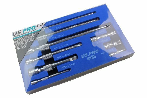 US PRO 9pc WOBBLE EXTENSION BAR SET 1/4" 3/8" 1/2" Socekt Ratchet Extensions