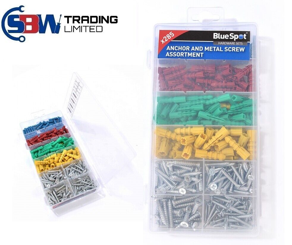 BlueSpot Anchor/metal Screw Assortment (285-piece) - Plugs Screws Wall 40542