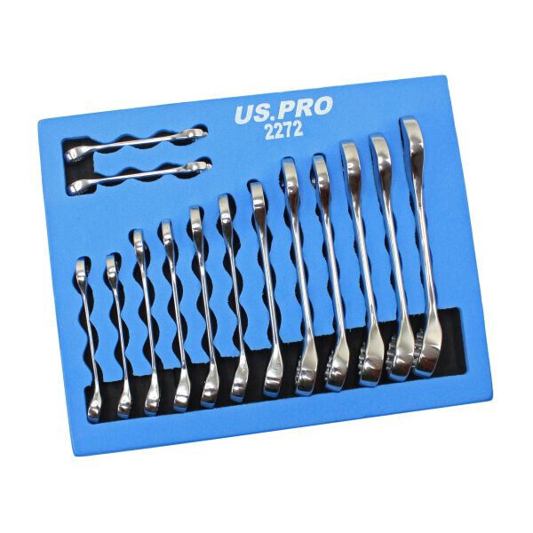 US PRO Stubby Spanners 14pc Short Reach Combination Spanner Wrench Set 6mm-19mm