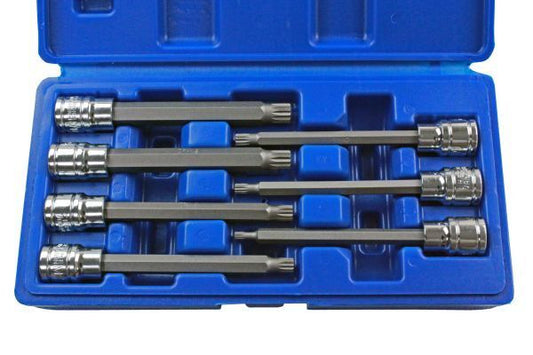 US PRO by BERGEN Tools 7pc 3/8" 110mm Long Spline Bit Sockets Set 1496