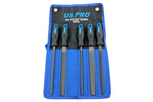 US PRO 5 Piece Steel Engineers File Set Square Half Round Triangle Flat 200mm