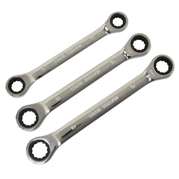 US PRO 6pc Metric Ratchet Spanner Set Double Ring Gear Wrench Spanners 8-19mm