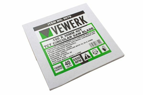 VEWERK TCT Circular Saw Blade 190mm x 30mm x 40T fits Festool , Makita 9078