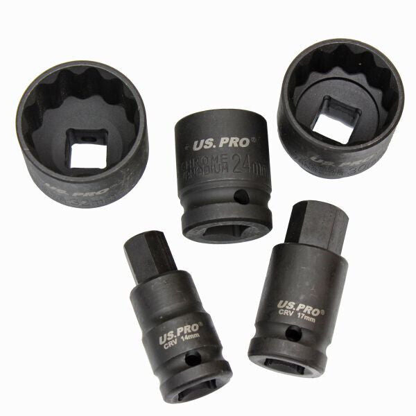 5 Pc 1/2" Dr 12 Point Hub Impact Socket & Bit Set for VAG Vehicles US PRO 2085