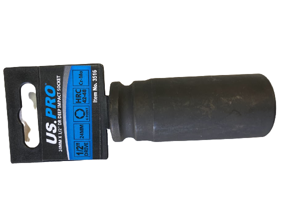 US PRO Tools 24mm 1/2 dr 6pt deep impact socket 24mm impact socket Metric 3516