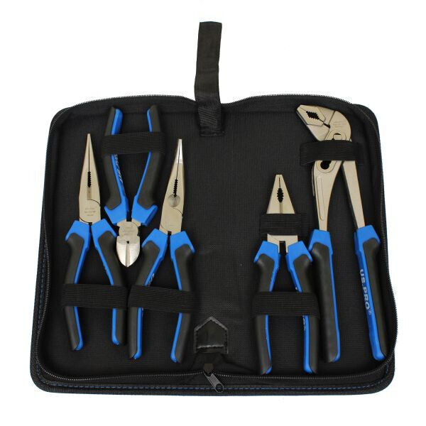 US PRO Tools 5pc Pliers Plier Set, Cutter, Long, Bent Nose, Water Pump, NEW 1821