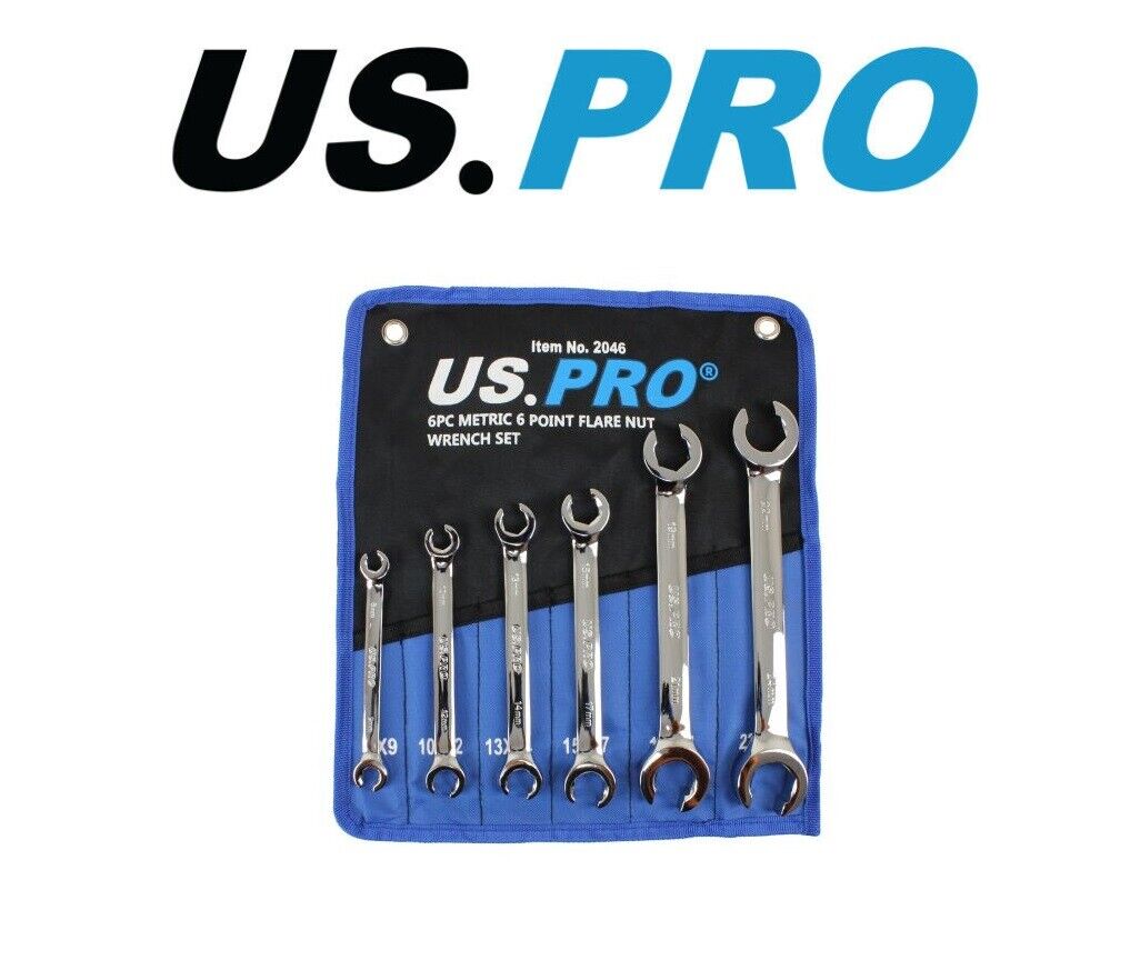 US Pro by Bergen Tools 6pc Brake Flare Nut Spanners Wrench set 8-24mm 2046