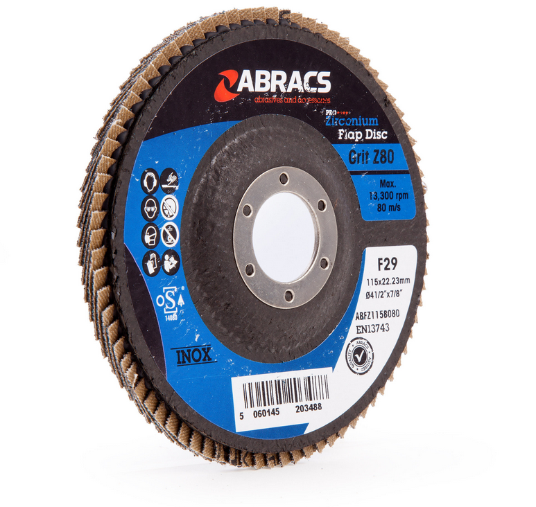 Abracs  Pro Zirconium Inox Flap Disc 115mm 80 Grit (5 Pack)