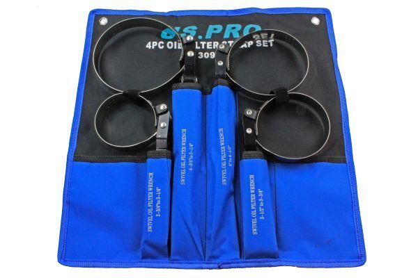 US Pro Swivel Oil Filter Strap Removal Wrench Set 4 Piece 2-3/4" 5-1/4" 3099