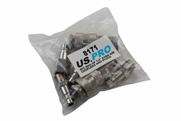 US PRO 6pc Bag Of Euro Air Couplers And Plugs Air Line Ends Air tool Connectors