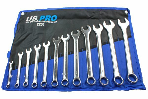 US PRO Tools 12pc SAE / AF Imperial Combination Spanner Wrench Set 1/4 - 1" 2201