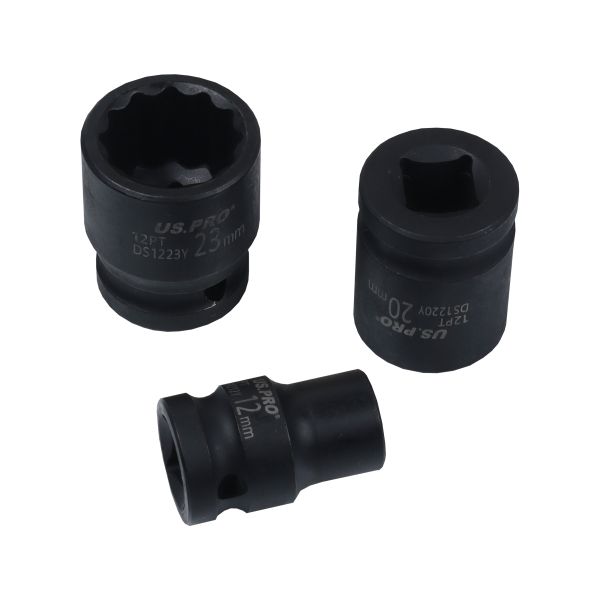 US PRO 15PC 1/2" DR 12PT Shallow Impact Socket Set 10-24mm