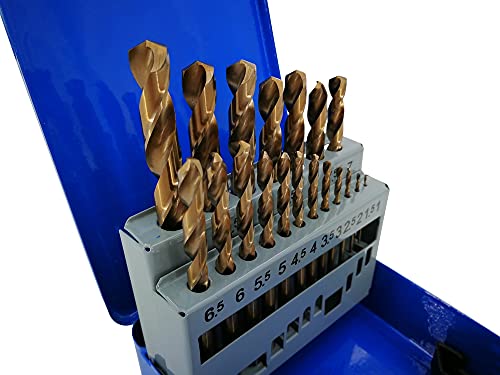 US PRO Cobalt HSS Jobber Drill Bit Set Gold 19PC 1-10MM Stainless Steel Bits