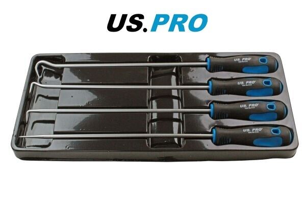 US PRO 4pc Long Pick And Hook Set Removal Tool Extra long - Length 380mm 5036