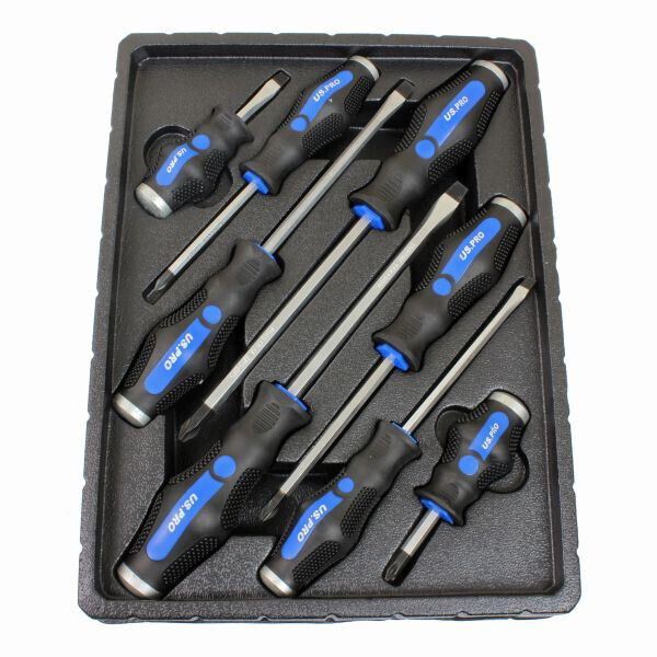 US Pro Bergen 8PC GO-THRU / POUND-THRU SCREWDRIVER SET.SLOTTED & PHILLIPS 1605