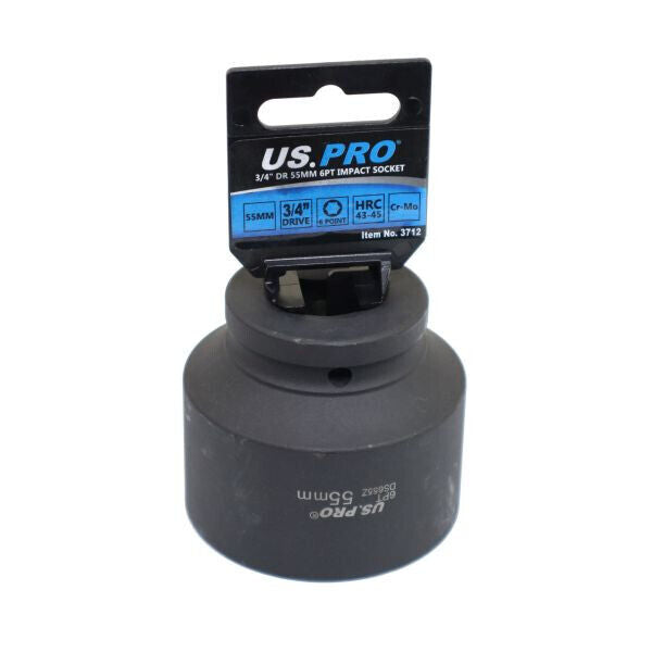 US PRO TOOLS Single 3/4" DR 55mm 6PT Impact Socket Hex 6 Point 3712